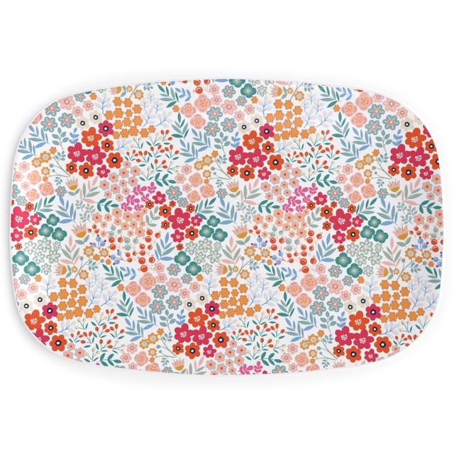 Serving Platters: Summer Flower, Multicolor, White
