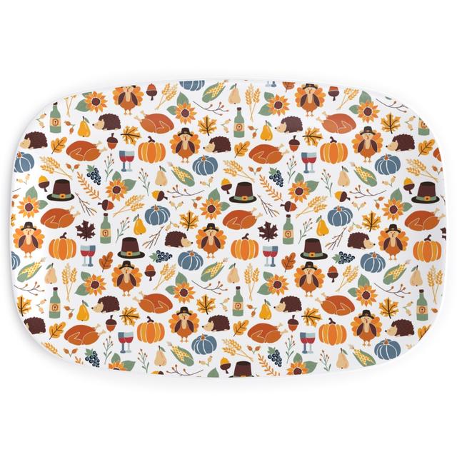 Serving Platters: Thanksgiving Table, Multicolor, Nutmeg