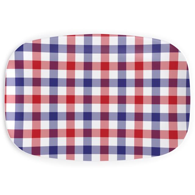 Serving Platters: Red White and Blue Gingham Checks, Multicolor
