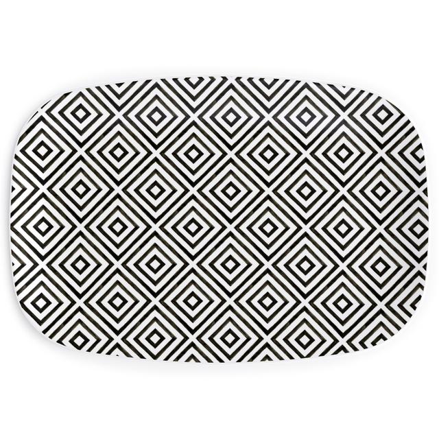 Serving Platters: Diamond Pattern - Black and White, Black