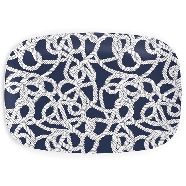 Serving Platters: Nautical Rope Knots in Navy, Blue, True Blue