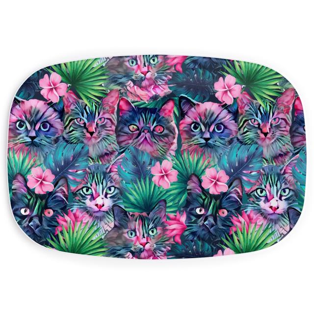 Serving Platters: Summer Floral Cats - Multi