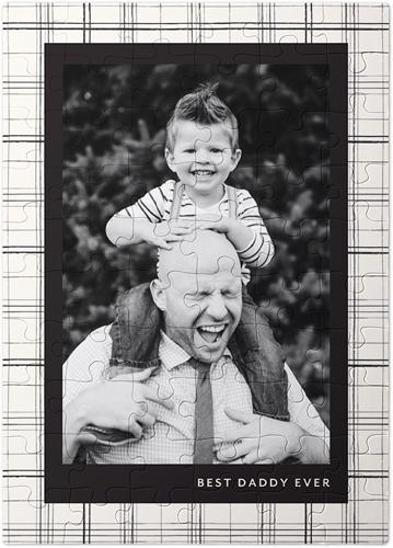 60 Piece Puzzles: Neutral Plaid Border, Beige, antique white