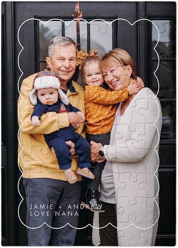 Custom Photo Puzzles: Scallop Border Portrait, 60 Pieces, White