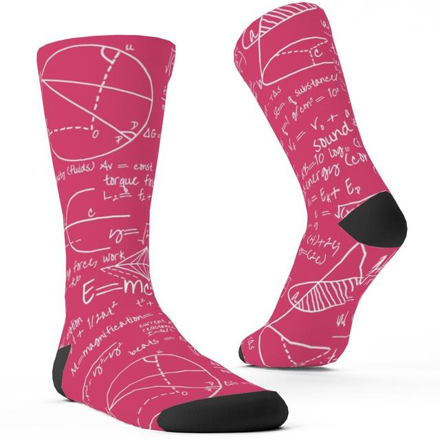 Custom Socks: Common Equations, Pink, Begonia