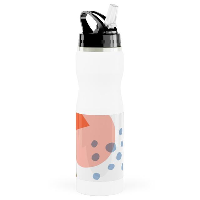 Photo Water Bottle with Straw: Abstract Circles and Triangles - Multi, Stainless Steel, 25oz