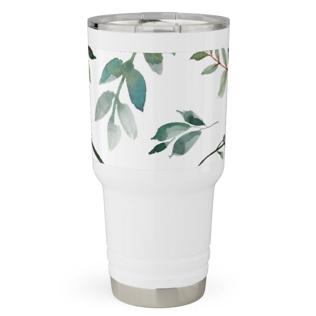 Travel Tumblers: Paprika Floral Greenery Leafs - Green, 30oz, Green, Classic Green