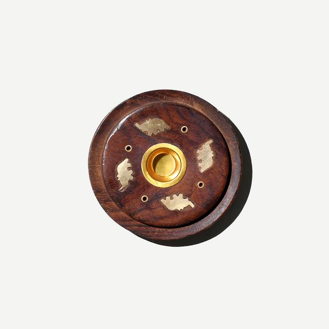 SATYA Sheesham Wood Round Incense Holder