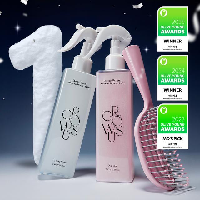 growus Damage Therapy No-Wash Treatment Light 250ml #Winter Dawn*2ea Set (+Wet Brush)
