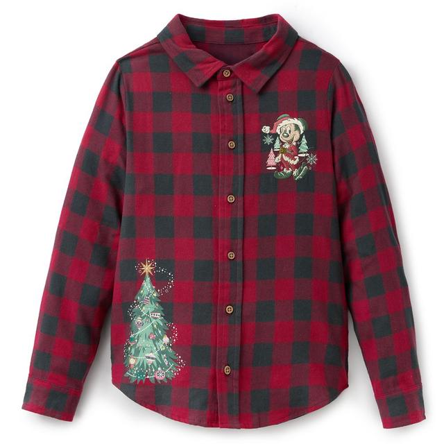 Santa Mickey Mouse Holiday Plaid Flannel Shirt for Kids by Our Universe Official shopDisney