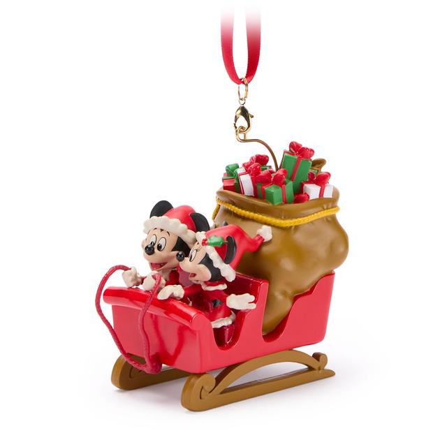 Santa Mickey and Minnie Mouse in Sleigh Holiday Ornament Official shopDisney