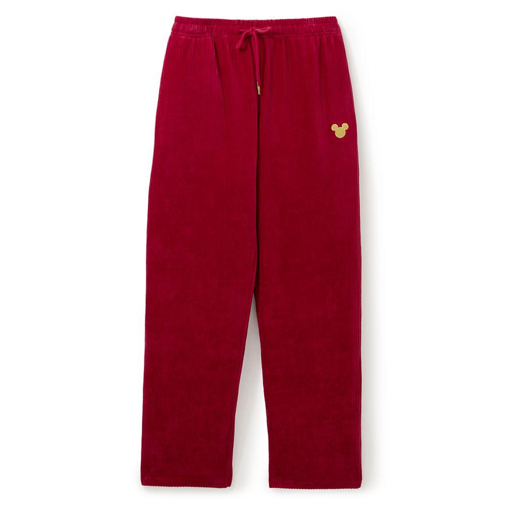 Mickey Mouse Icon Ribbed Velvet Pants for Women  Red Official shopDisney
