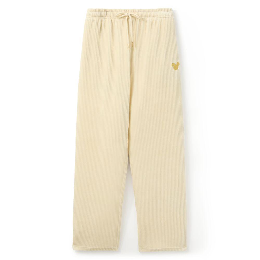 Mickey Mouse Icon Ribbed Velvet Pants for Women  Cream Official shopDisney