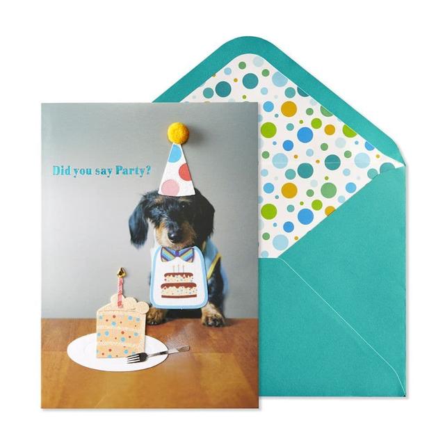Pup with Cake Birthday Card