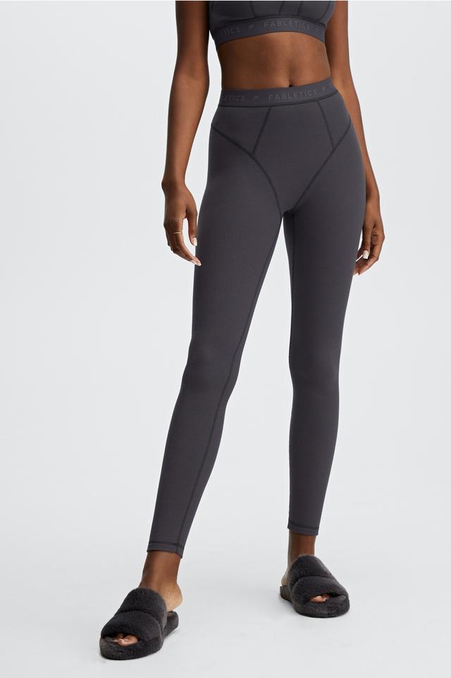 Fabletics Waffle High-Waist Leggings Fabletics Gray Womens S