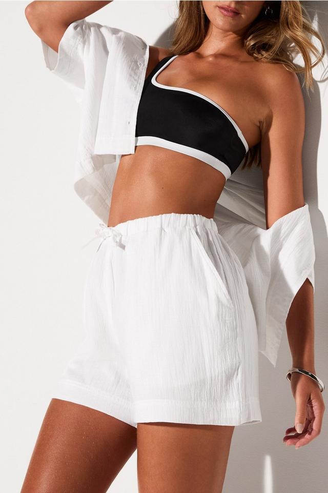 Shorts mit Kordelzug aus Baumwoll-Voile Fabletics weiß Womens M