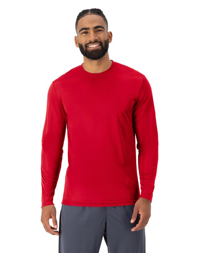 Hanes Sport Cool DRI Men's Performance Long Sleeve T-Shirt Deep Red L