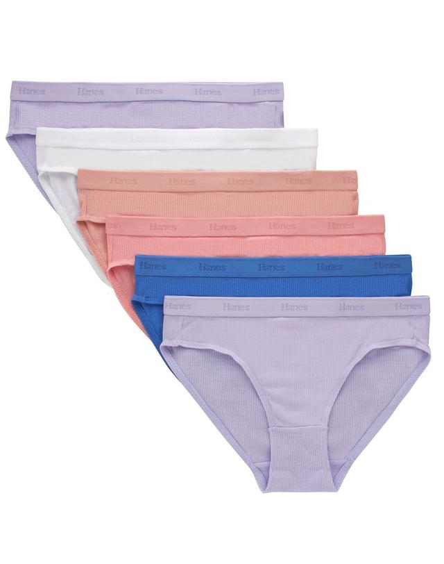 Hanes Originals SuperSoft Girls Underwear Bikinis, 6-Pack, Moisture-Wicking Assorted 16