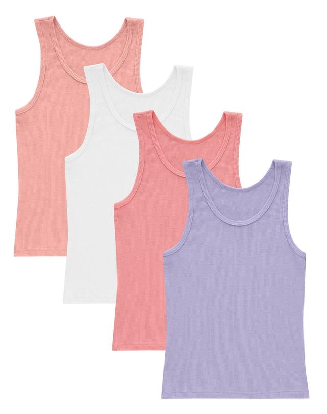 Hanes Originals SuperSoft Girls Tank Tops, 4-Pack, Moisture-Wicking Assorted M