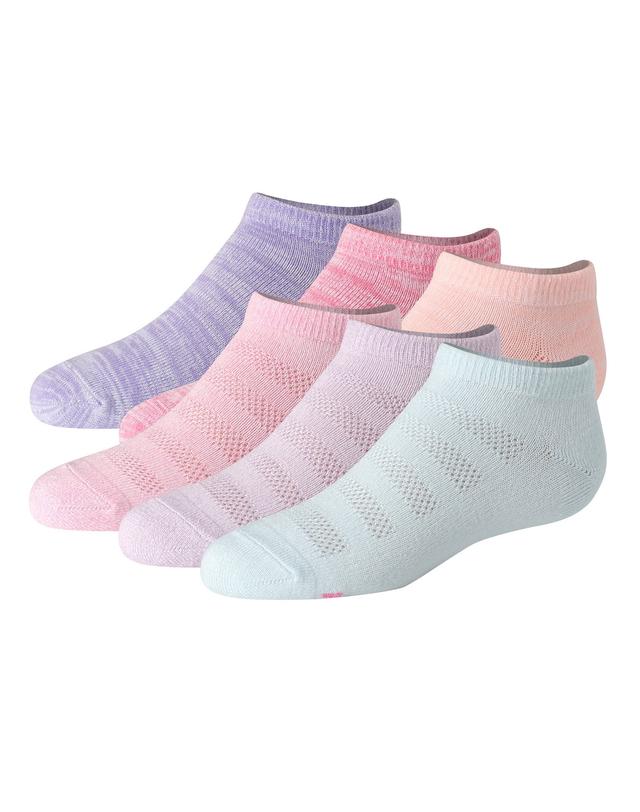 Hanes Ultimate Pure Comfort Girls' No Show Socks, Assorted, 6-Pairs Blue/Pink L