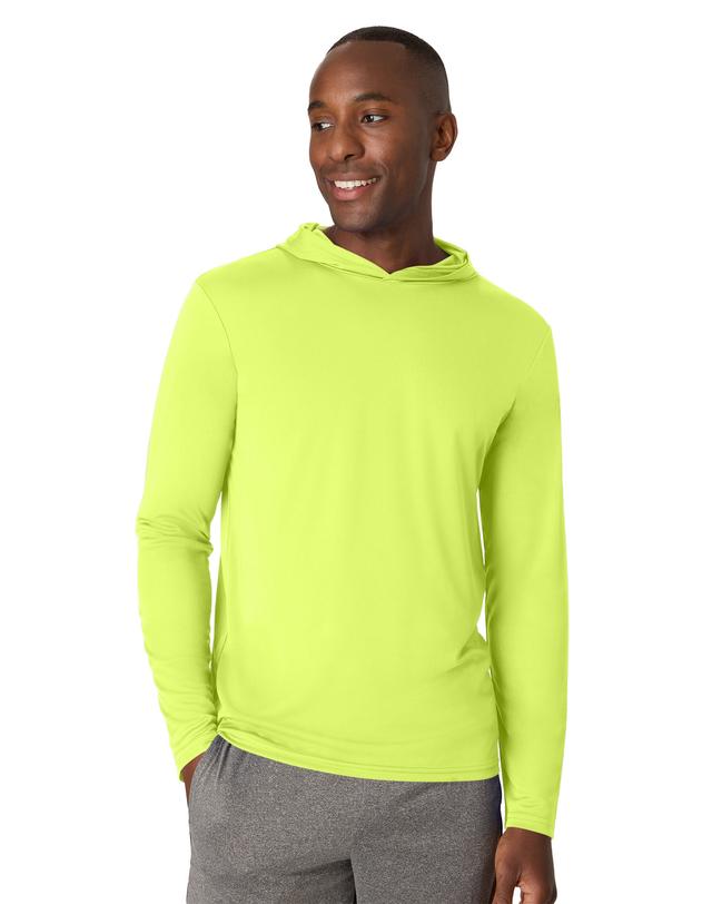 Hanes Cool DRI Men's Hooded T-Shirt, 3-Pack, Moisture-Wicking Safety Green M