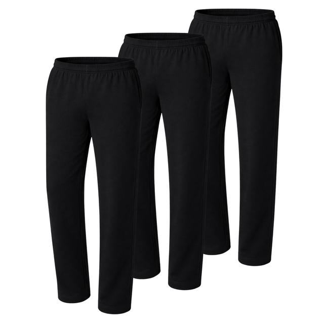 Hanes Essentials Men's Pants With Pockets, Open-Bottom 100% Cotton, 32" Black 3XL