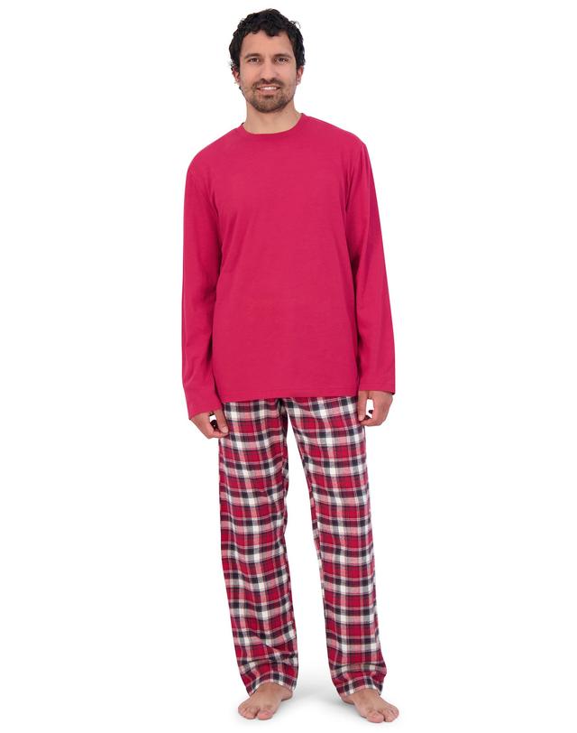 Hanes Men's Flannel Pajama Set, Cotton Blend Red M