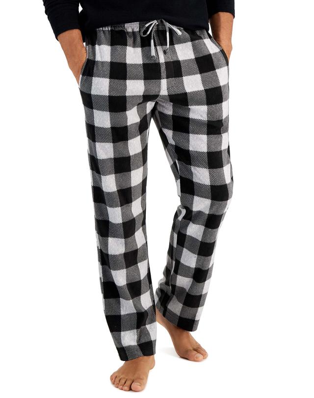 Hanes Men's Micro Fleece Pajama Set Grey Buffalo Plaid 3XL