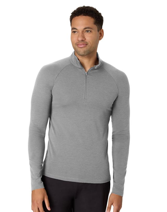 Hanes Moves Men's Quarter-Zip Pullover, Moisture-Wicking Dusk Shadow Grey Heather 2XL