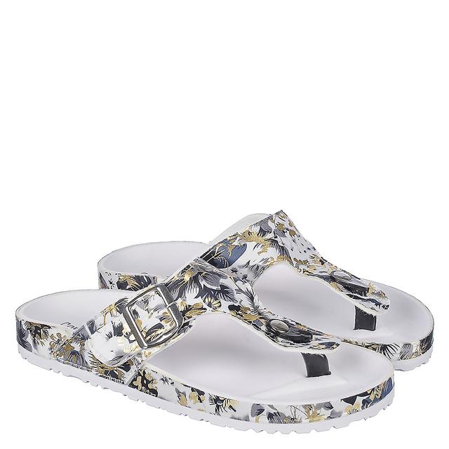 Black Floral Gold Thong Sandals Comfortable Spring Shoes