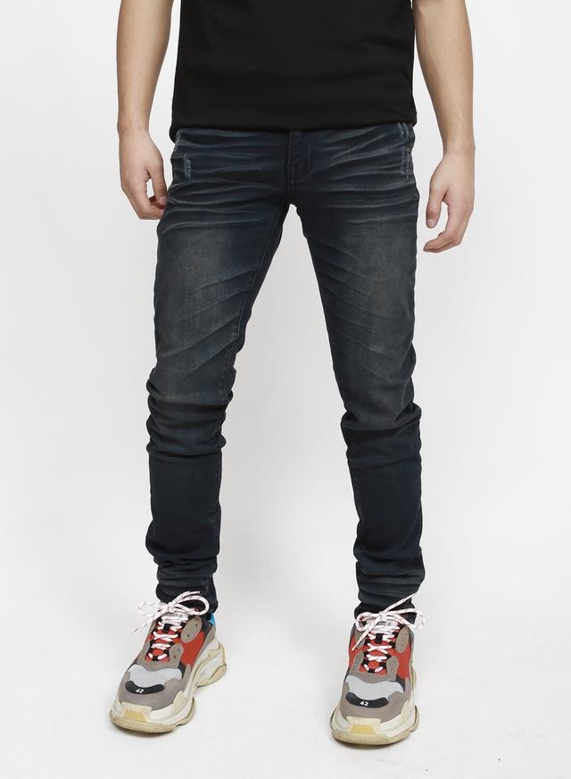 Dark Aged Blue Faded Skinny Denim