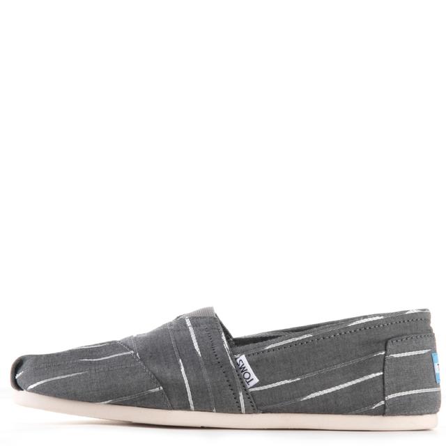 Toms Classic Grey White Mini Striped Flats Grey