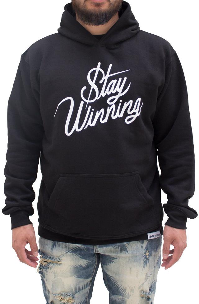 Stay Winning Black Script Cordless Hoodie