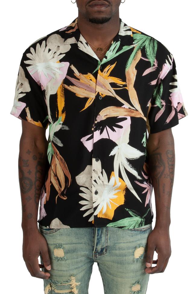Noah Exotic Resort Shirt with Black Floral Print
