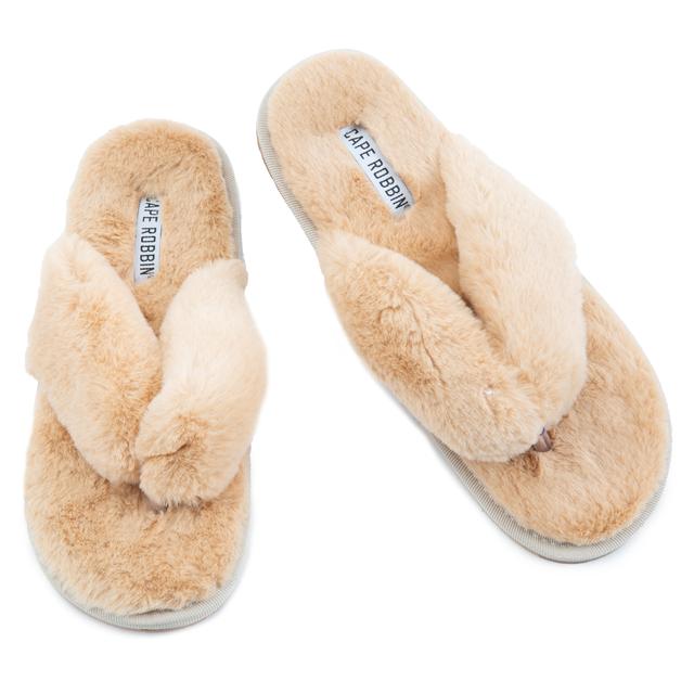 Women's Comfort-Shi Faux Fur Thong Sandals