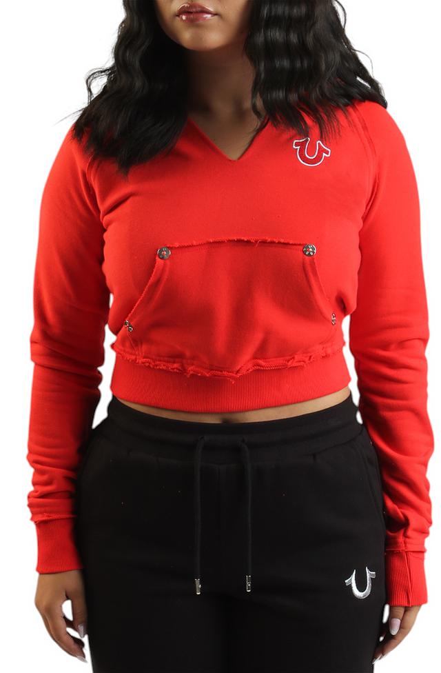 Embroidered Terry V Notch Hoodie