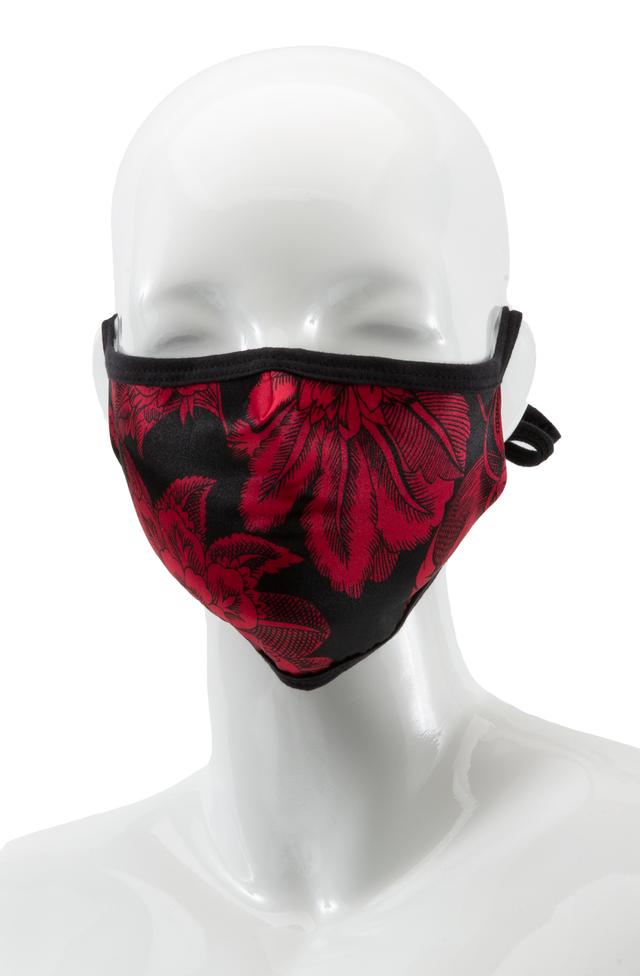 BRED Floral Silk Mask in Black/Red