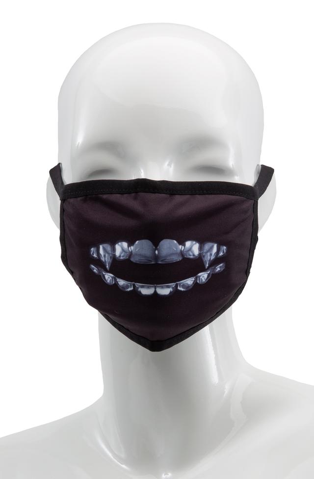 Silver Fangs Graphic Face Mask in Metallic Silver