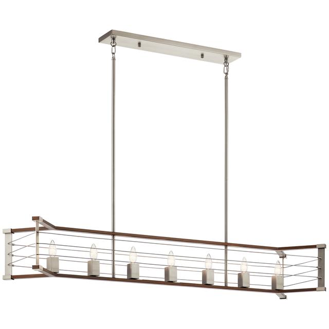 Lente 7-Light Industrial Chandelier in Brushed Nickel