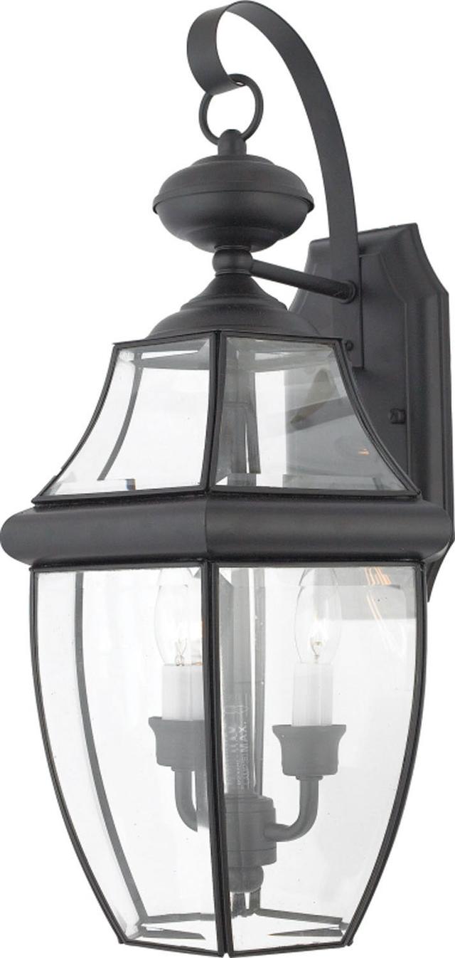 Newbury 2-Light Outdoor Wall Lantern in Mystic Black