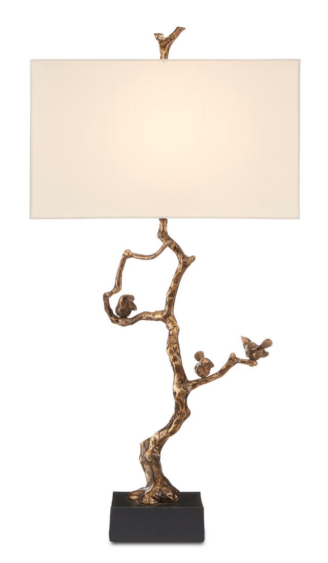 Shadows 1-Light Table Lamp in Antique Brass with Black
