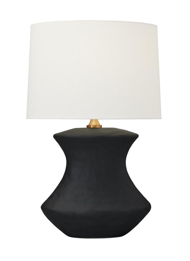 Visual Comfort Studio Bone Table Lamp in Rough Black Ceramic by Hable
