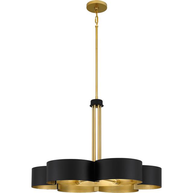 Matte Black Six Light Chandelier from the Balsam Collection