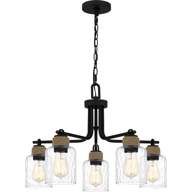 Matte Black Five Light Chandelier from the Baltic Collection