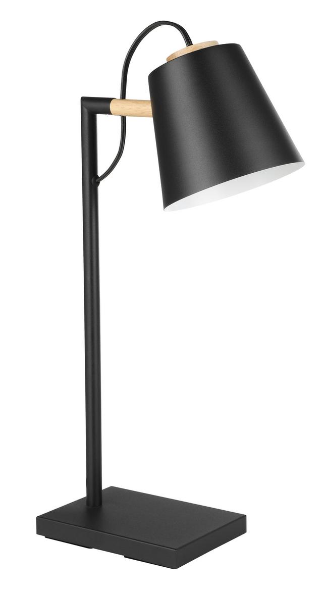 Structured Black, Natural Wood LED Table Lamp from the Lacey Collection