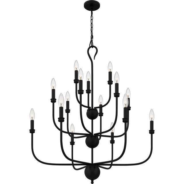 Matte Black 15 Light Chandelier from the Blanche Collection