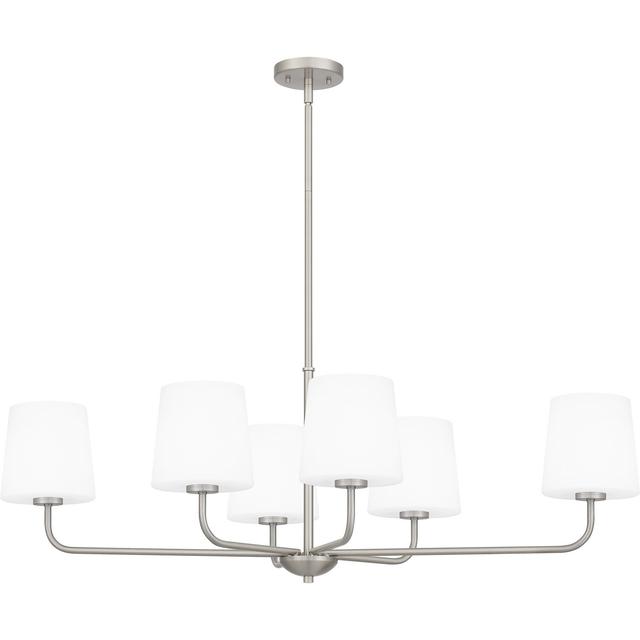 Brushed Nickel Six Light Linear Chandelier from the Gallagher Collection