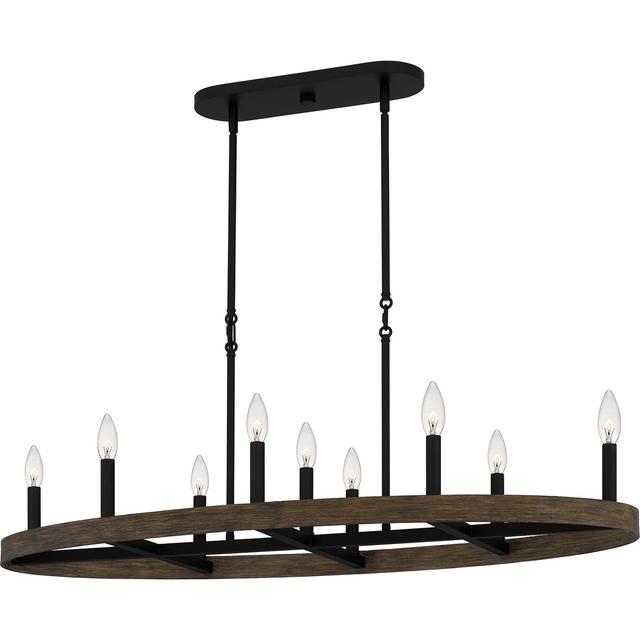 Matte Black Nine Light Linear Chandelier from the Hendrix Collection