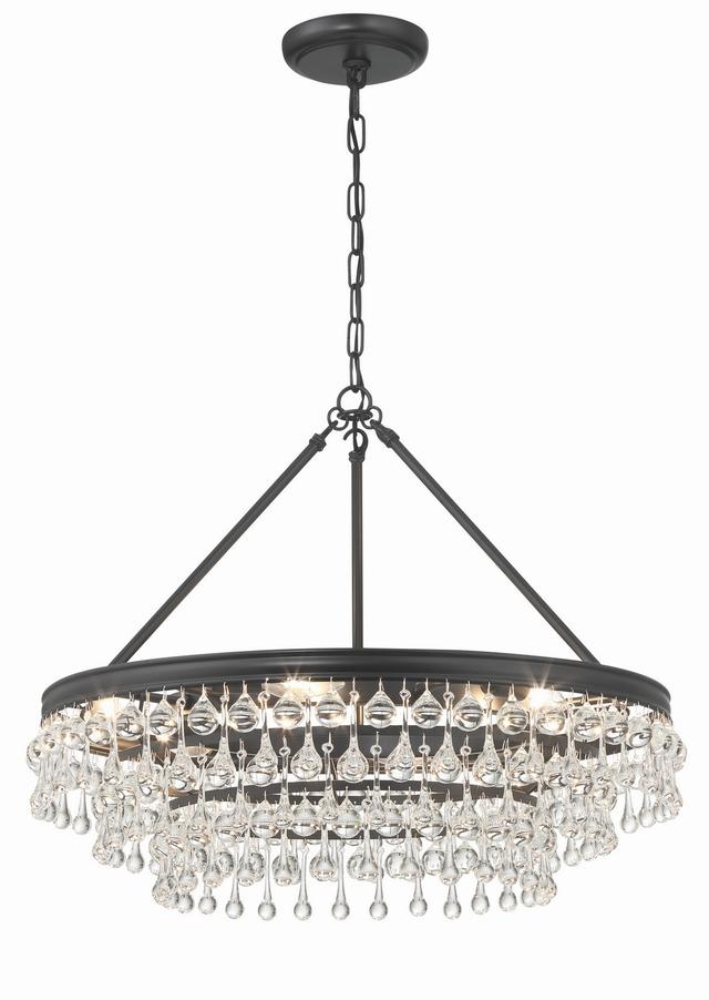 Matte Black Six Light Chandelier from the Calypso Collection