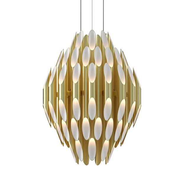 Satin Brass LED Pendant from the Chimes Collection